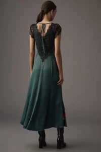 Neu von Anthropologie ärmelloses Spitzen-Mieder Slip Midikleid 6 grün $ 248 Neu mit Etikett - Bild 1 von 4