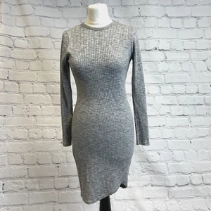 River Island Body Con Grey Dress Party Casual Short Asymmetric UK Size 10 - Picture 1 of 14