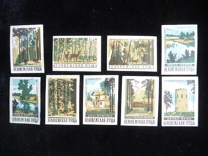 Set of 9 Soviet USSR Matchbox Labels Views of the Belovezhskaya Pushcha 1960 - Picture 1 of 2