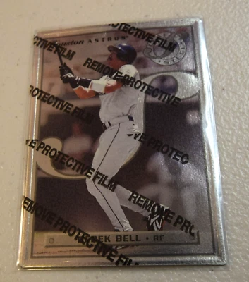 DEREK BELL 1996 DONRUSS LEAF SILVER STEEL STATS 18 OF 77 MLB ASTROS - Image 1 of 2