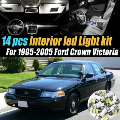 14Pc Car Interior LED White Light Bulb Kit for 1995-2005 Ford Crown Victoria - Image 1 of 4
