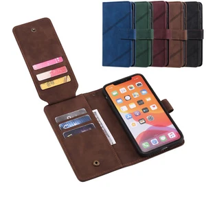 Wallet Holder Case For iPhone 16 11 12 14 15 Pro Max Leather Cover Magnetic Flip - Picture 1 of 17