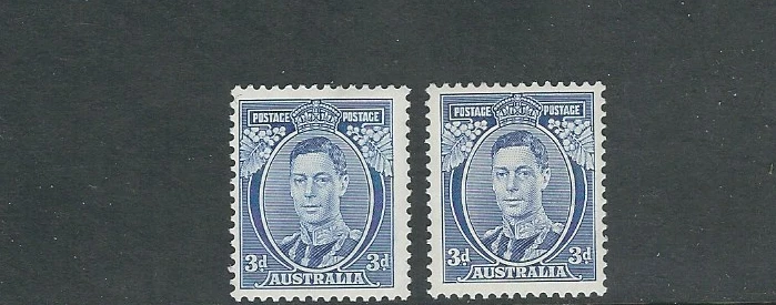 AUSTRALIA 1937-46 KGVI (Scott 170) 3d blue 2 different shades VF MNH L2 z20 - Image 1 of 1