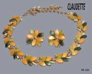 Claudette Jewelry Co. N.Y, demi parure collier, orecchini anni 50 - Foto 1 di 3