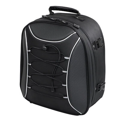 Black Rear Seat Helmet Luggage Bag Backpack For Harley Dyna Fat Street Bob FXDB - Image 1 of 4