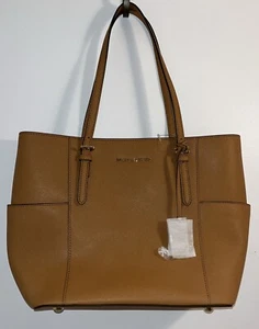 MICHAEL KORS JET SET TRAVEL LARGE TOP ZIP SHOULDER TOTE LEATHER BAG ACORN NWT - Picture 1 of 9