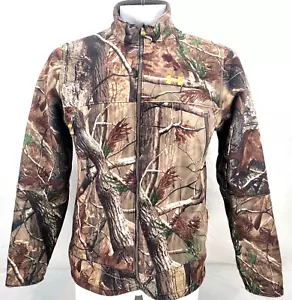 Under Armour RealTree AP Brown Camo Full Zip Fleece Softshell Jacket Men's L - Picture 1 of 9