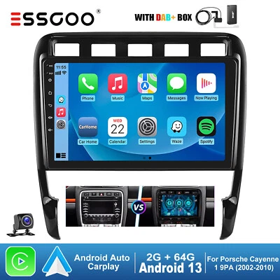 9" Android 13 4+64G DAB+ Carplay Autoradio GPS Cam Für Porsche Cayenne 9PA 02-10 - Bild 1 von 4