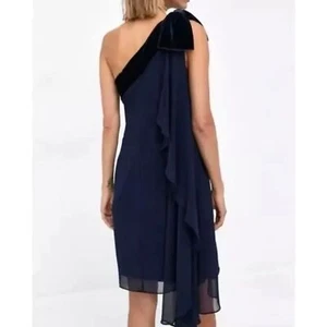 Ralph Lauren Black Label Chiffon Samt One Shoulder Kleid Gr. 2 Neu  - Bild 1 von 11