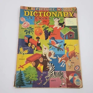 Vintage My Picture Word Dictionary Coloring Book 2509 Merrill Chicago 1951-57 - Imagen 1 de 9