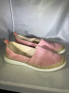 Cole Haan Ella Grand Pink Suede Leather Espadrille Flat Jute Slip On Size 7.5B - Picture 1 of 6