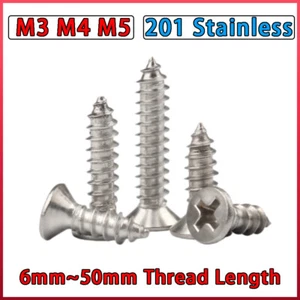 Tornillos autorroscantes avellanados Pozi 201 tappers de acero inoxidable M3 M4 M5 - Imagen 1 de 29