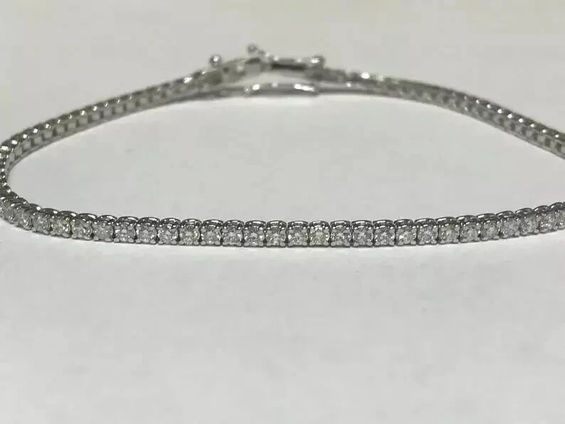 3.02 Carat Natural Diamond Tennis Bracelet  14K White Gold 7'' - Image 1 of 4