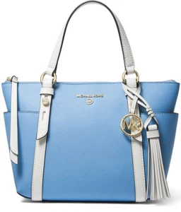 Neu Michael Kors Sullivan Small Convertible Top Zip Leder Tasche blau gold Tasche - Bild 1 von 4