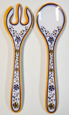 Le Cadeaux ?? Capri Pattern Melamine Salad Serving Fork & Spoon Floral 2 Pcs - Image 1 of 4