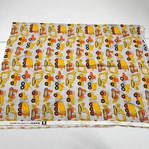 joann fabric yellow construction trucks cotton 28x42 - Picture 1 of 10