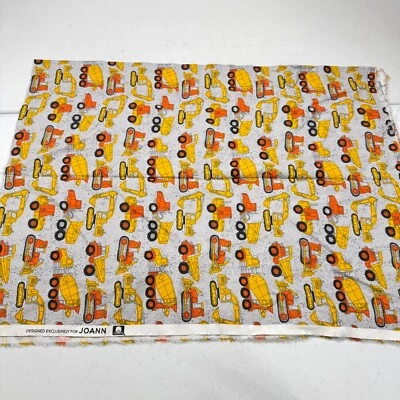joann fabric yellow construction trucks cotton 28x42 - Image 1 of 4