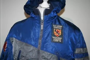 Energie Bomber Jacket - L - Metallic Blue/Grey - Rare Y2K Hooded Padded Top - Picture 1 of 13