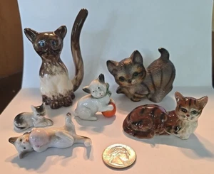 6 gatos gatitos de porcelana de cerámica vintage Japón 1 es un gato Harvey Knox Kingdom - Imagen 1 de 6