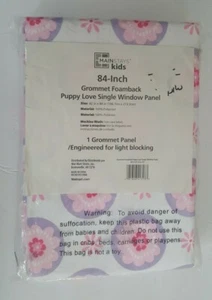 84 Inch Floral Single Window Panel - Curtain Girls Mainstays Kids Puppy Love - Picture 1 of 2