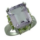 Octagon Cut Pink Amethyst Citrine Cocktail Ring 14K White Gold Christmas Gift
