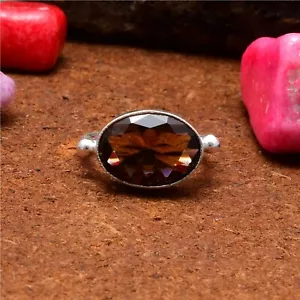 Valentine's Day Smoky Quartz Gemstone 925 Sterling Silver Handmade Ring All Size - Picture 1 of 5