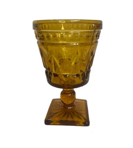 Indiana Glass Water Goblet Colony Park Lane Amber Footed 8oz Replacement - Picture 1 of 8