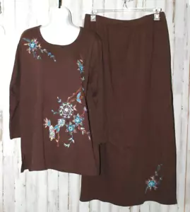 NUEVO - QVC Indigo Moon Top & Falda Conjunto Adornado Para Mujer XL (6443 - Imagen 1 de 10