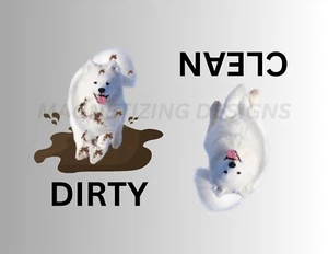 SAMOYED Clean Dirty Dishwasher Flexible Magnet - Picture 1 of 1