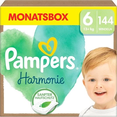 Pampers Baby Windeln Größe 6 (13kg+) Harmonie, MONATSBOX, Sanfter Hautschutz
