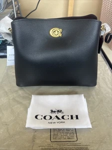 COACH C2621 Willow Pebble Leather Shoulder Bag 12" BLACK Bucket Shoulder Bag - Picture 1 of 12