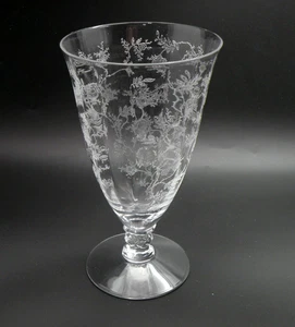 Fostoria Chintz Etched Iced Tea Glass One Glass Floral 6"H 3.5"W Footed - Picture 1 of 10