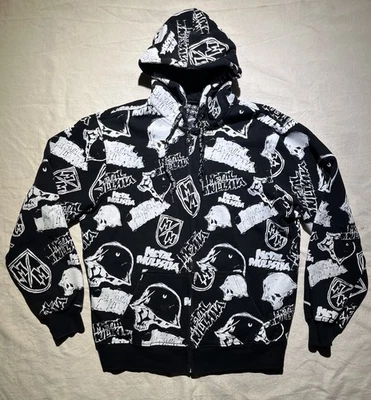 Vintage Metal Mulisha Hoodie Sweatshirt Skull All Over Print Medium AOP Y2K Rare - Image 1 of 4