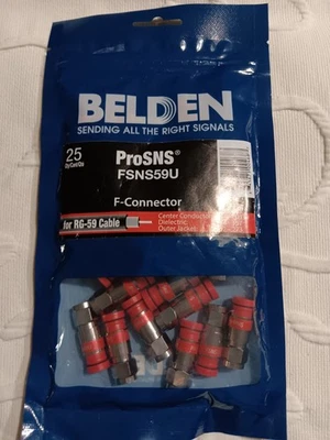Bolsa de 25 conectores Belden ProSNS FSNS59U F para cable RG-59 nuevo sellado Foto 1 de 4