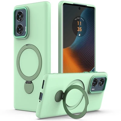 For Motorola Moto G85 Magnetic Soft Liquid Silicone Ring Holder Stand Cover Case - Image 1 of 4
