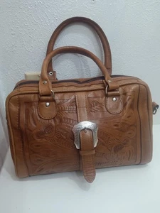 Bolso de Mano Vintage Force Ten Clásico Cuero Tooled Hecho a Mano en Paraguay - Imagen 1 de 7