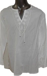 Camiseta túnica boho blanca Uniti informal para mujer grande LS hecha en India - Imagen 1 de 9