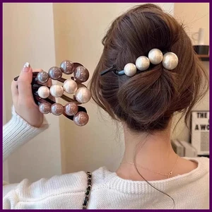 Elegante Perlen Twist Haarspange für Frauen Langhaarhalter Haarnadel Haarspange Süß - Bild 1 von 28