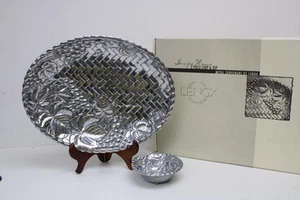 Lenox Uva Tejido 2 Piezas Chip & Dip Metal Servware Caja Original - Imagen 1 de 9