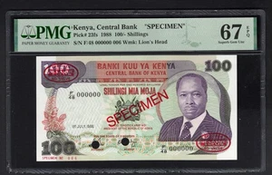 Kenya 100 Shillings 1988 P23fs "Specimen" Uncirculated Grade 67 Top Pop - Picture 1 of 2