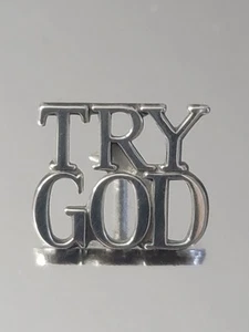 Prendedor de solapa vintage "TRY GOD" de plata de ley 925 TIFFANY & CO. - Imagen 1 de 8
