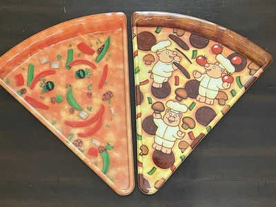 Vintage 90er Deborah Malve Kunststoff Pizza Scheibenform Set 2 Teller - Bild 1 von 4