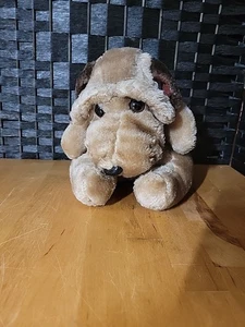 Vintage Plüsch Welpe braun faltiger Hund braun 7,5 Zoll sitzend - Bild 1 von 5