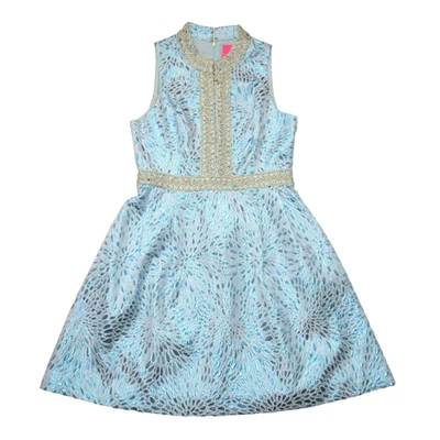 Nuevo con etiquetas Vestido Lilly Pulitzer Franci en Bermudas Azul Laguna Jacquard Metálico 10 Foto 1 de 4