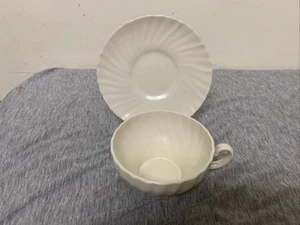 Vintage Franciscan Ware Coronado Swirl Ivory Teacup Saucer Set - Picture 1 of 9