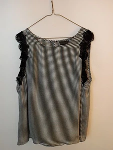 Worthington Bluse Gr. XL Rautenmuster Spitze Schlüsselloch hinten Neu ohne Etikett - Bild 1 von 5
