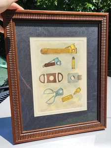 Charles Leonard Artist Cuban Cigar CUTTERS Sign 31/400 Framed Colored Etching - Picture 1 of 10