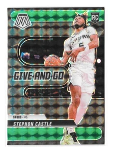 2024-25 Panini Mosaic - Give and Go Stephon Castle #6 Green Mosaic Prizm (RC) - Foto 1 di 3