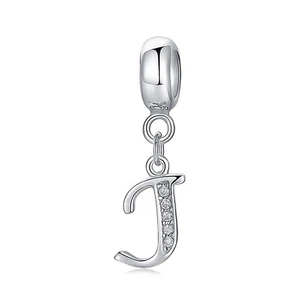 Ciondolo lettera argento sterling 925 perline adatto per bracciali fai da te gioielli donna regalo - Foto 1 di 6