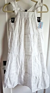 NWT CAT & JACK girl Sz L (10/12) white sleeveless criss cross back tiered dress - Picture 1 of 8
